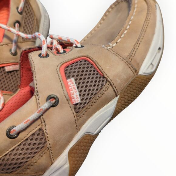 SPERRY Tan Seak Kite Sport Mocs Leather Mesh Boat Shoes Women's Size 9 - Picture 6 of 10